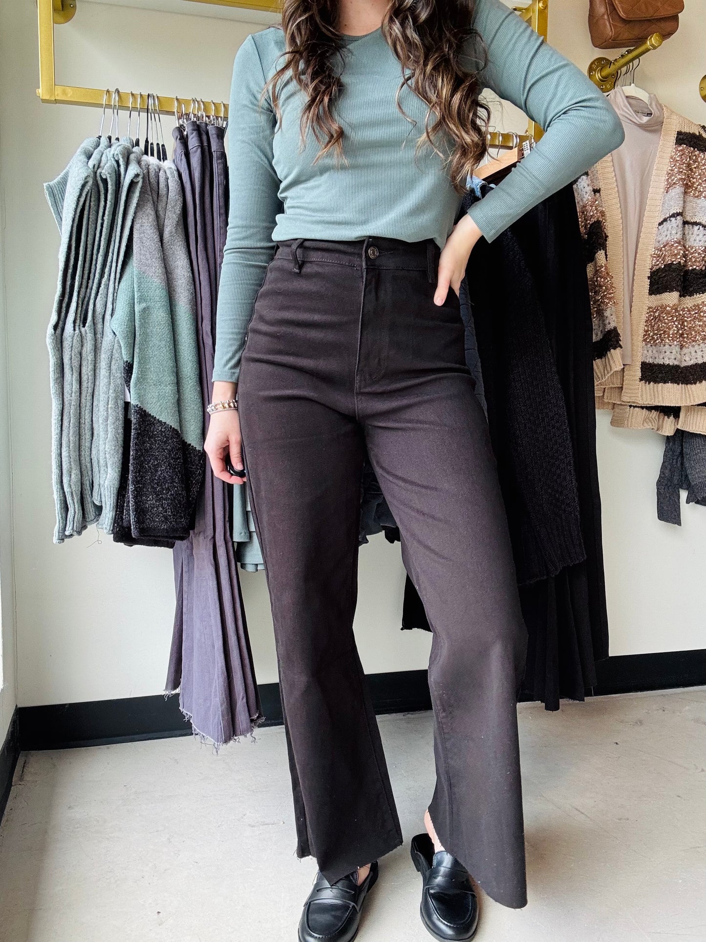 Black High Rise Cropped Denim