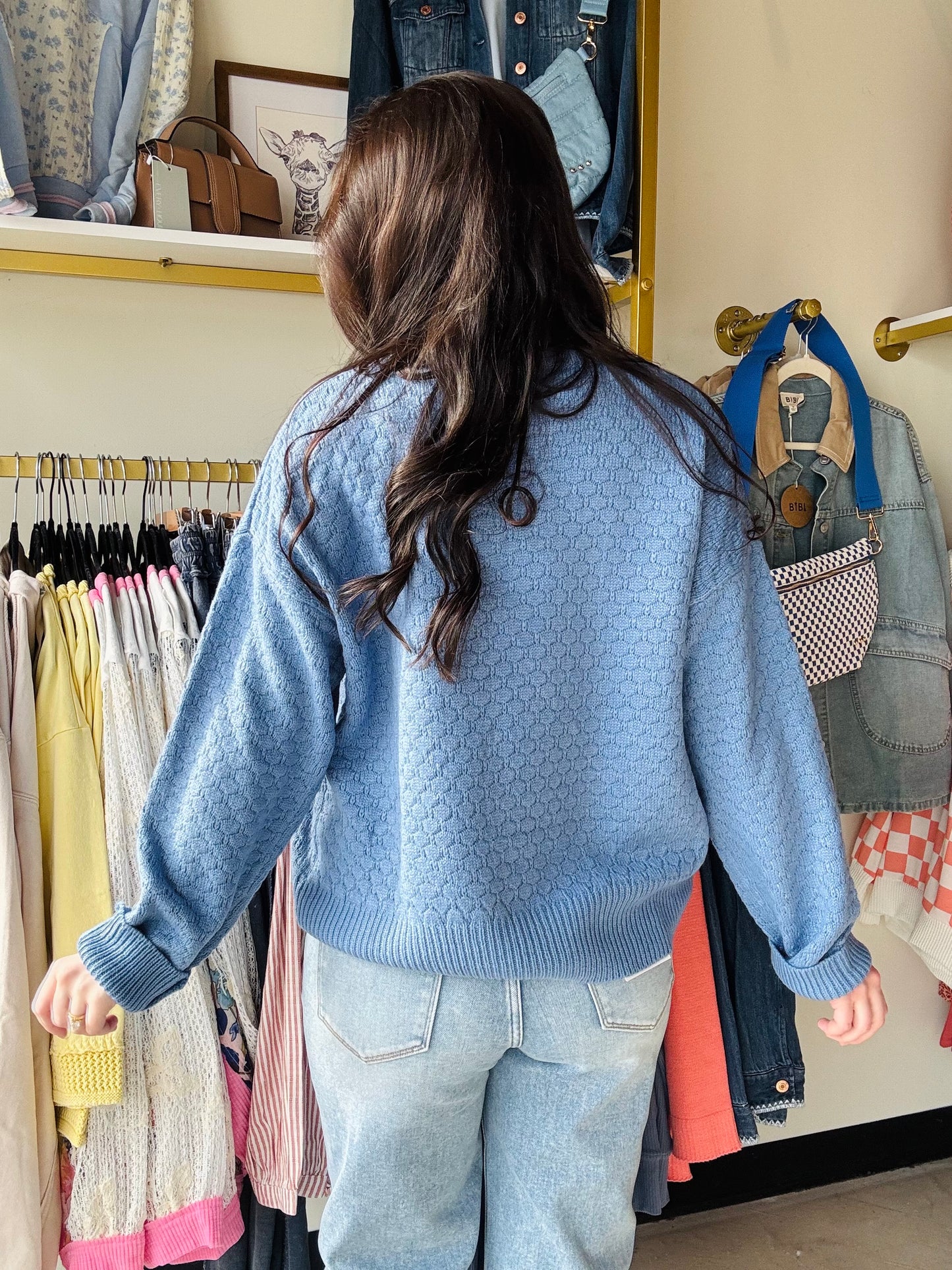 Blue Gianna Crewneck Sweater