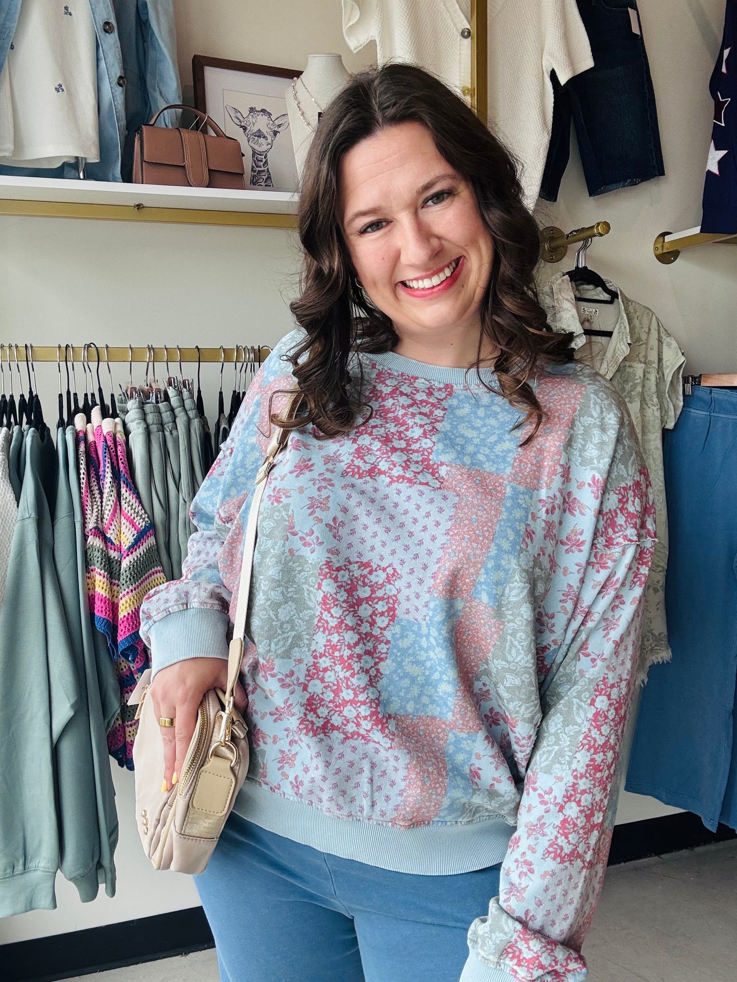 Peri Blue Patchwork Pullover
