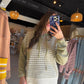 Sage Stripe Button Sweater Hoodie