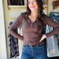 Brown Button V Neck