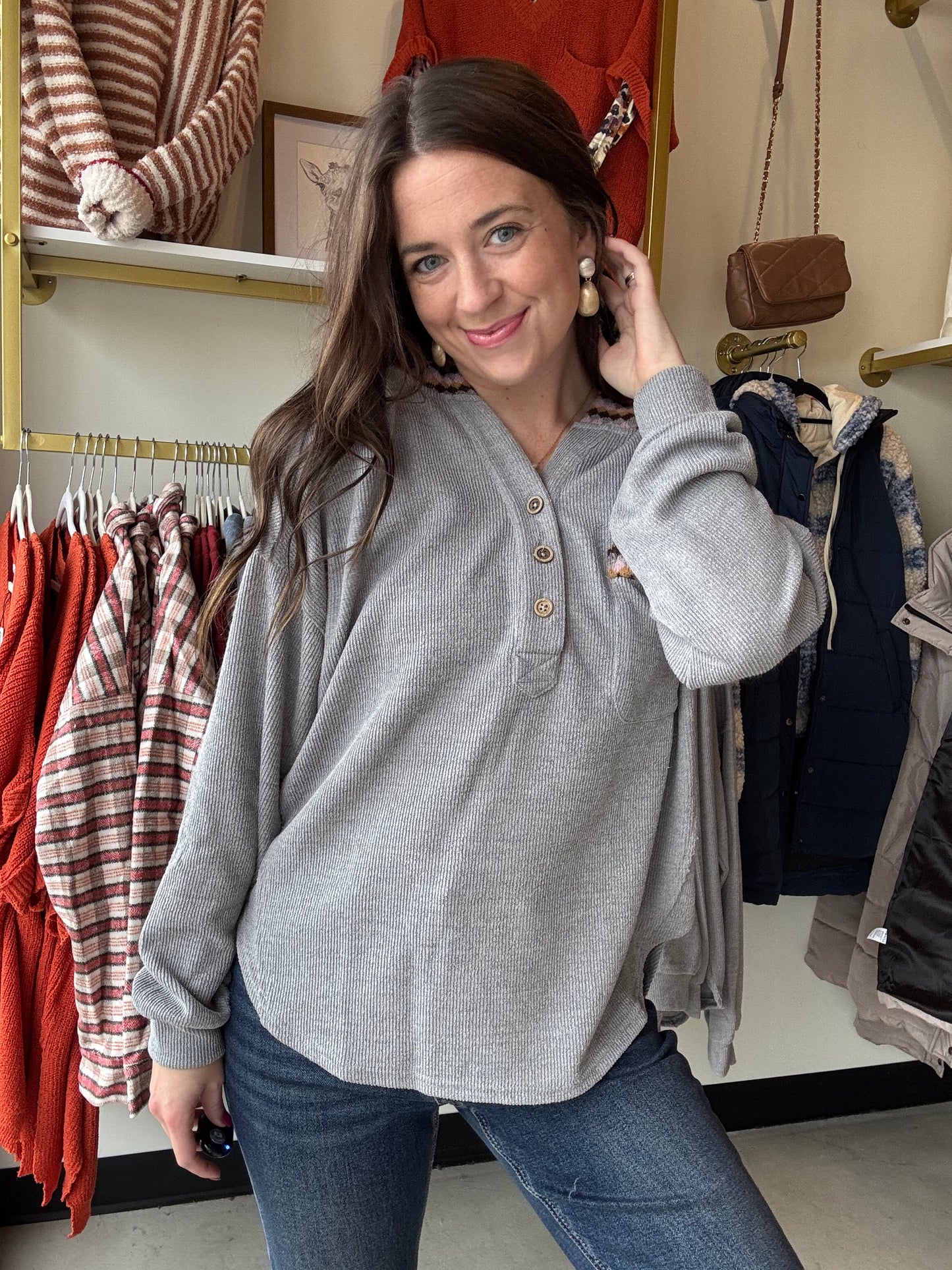 Grey Diamond Accent Hoodie