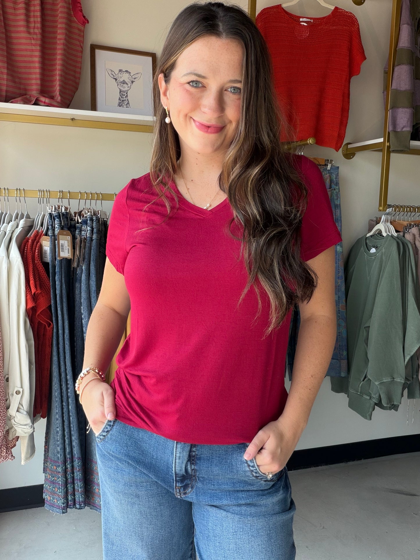 Burgundy Everyday V-Neck Tee