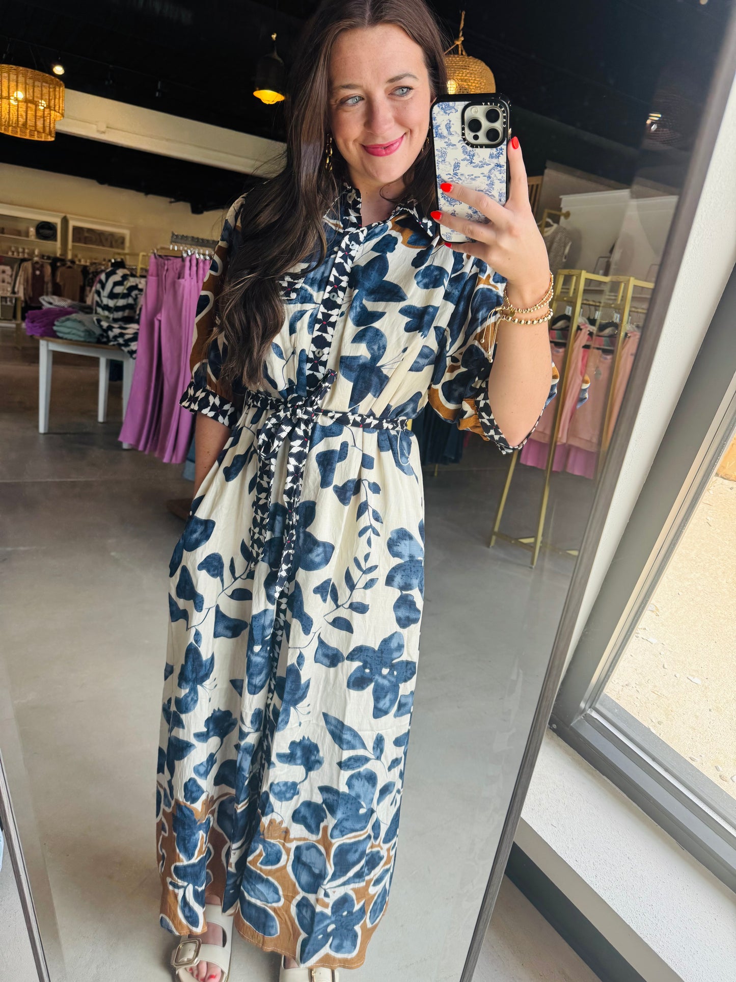 Slate & Mustard Button Dress