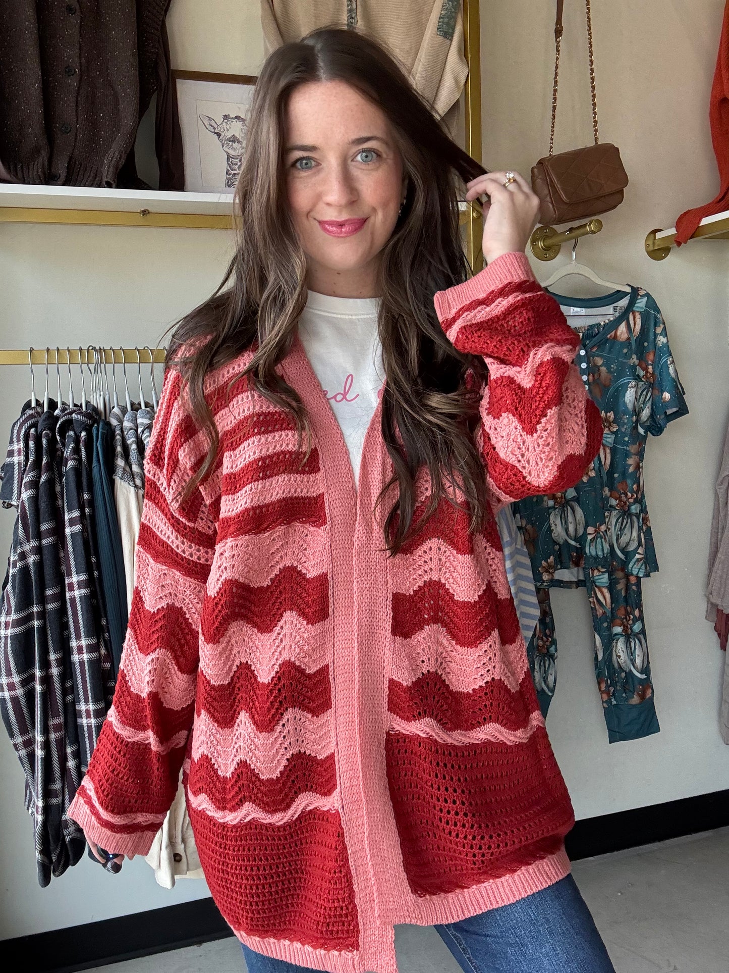 Wine Two Tone Cardigan
