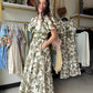 Olive Floral Midi Dress
