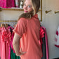 Robin Rose Button Knit Top - Coral