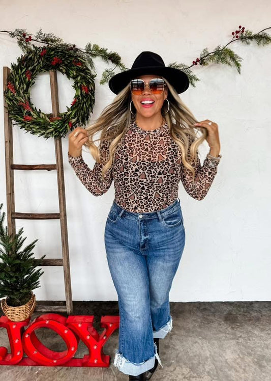 Leopard Tree Mesh Top - Pre Order