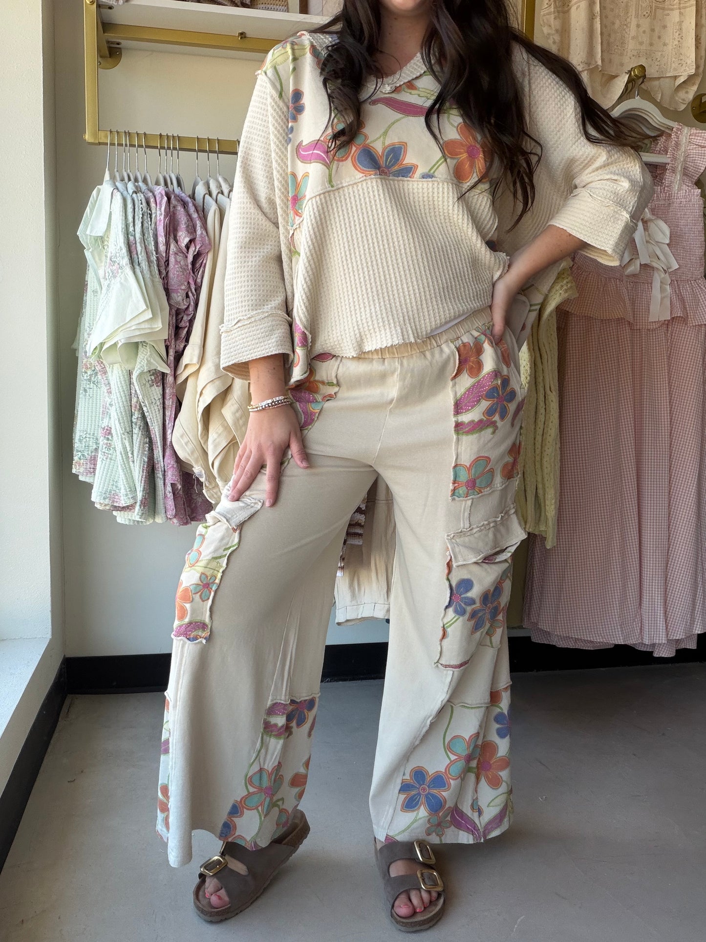 Floral Mix Terry Wash Pants