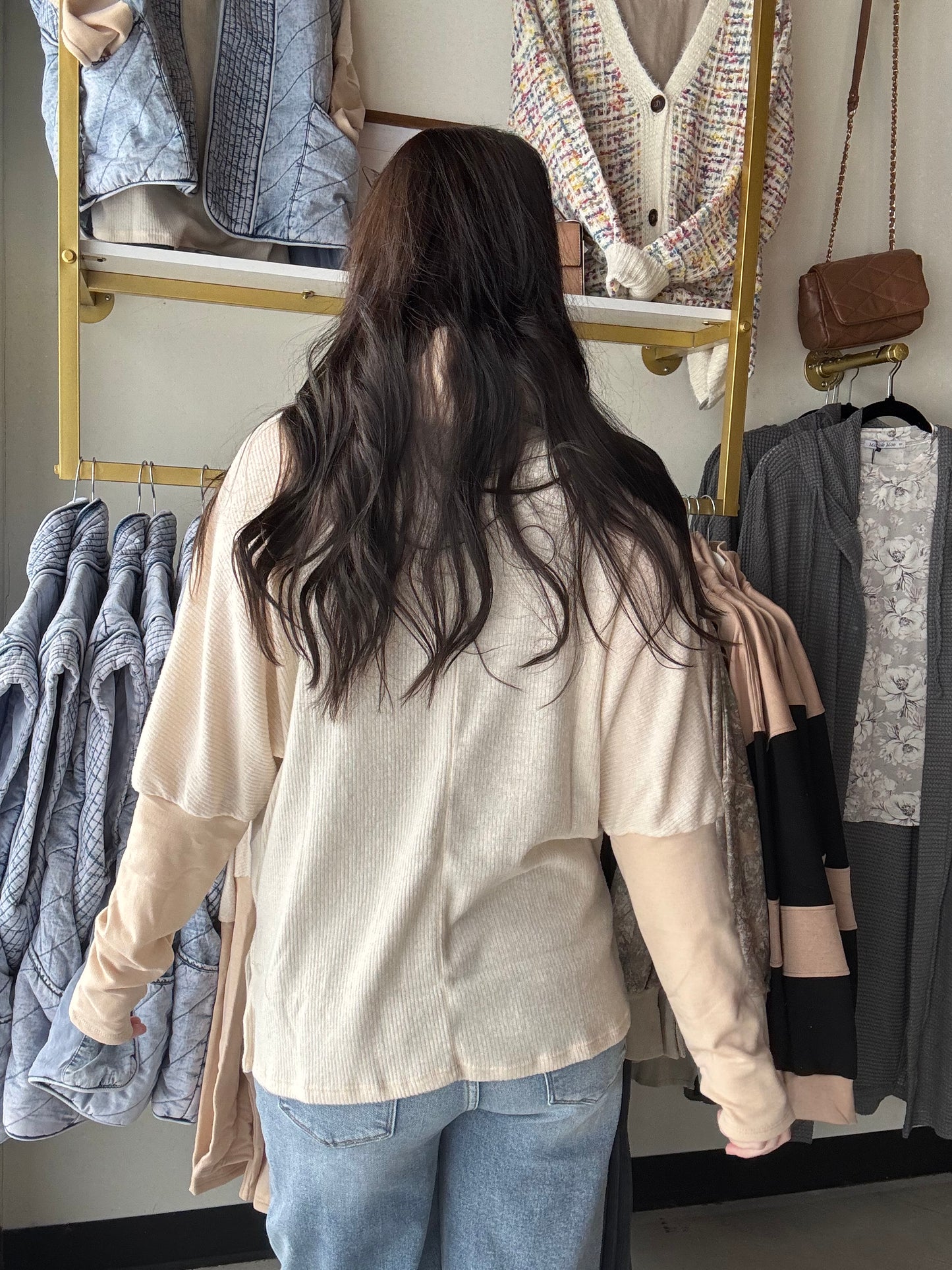 Cream Brushed Turtleneck Top