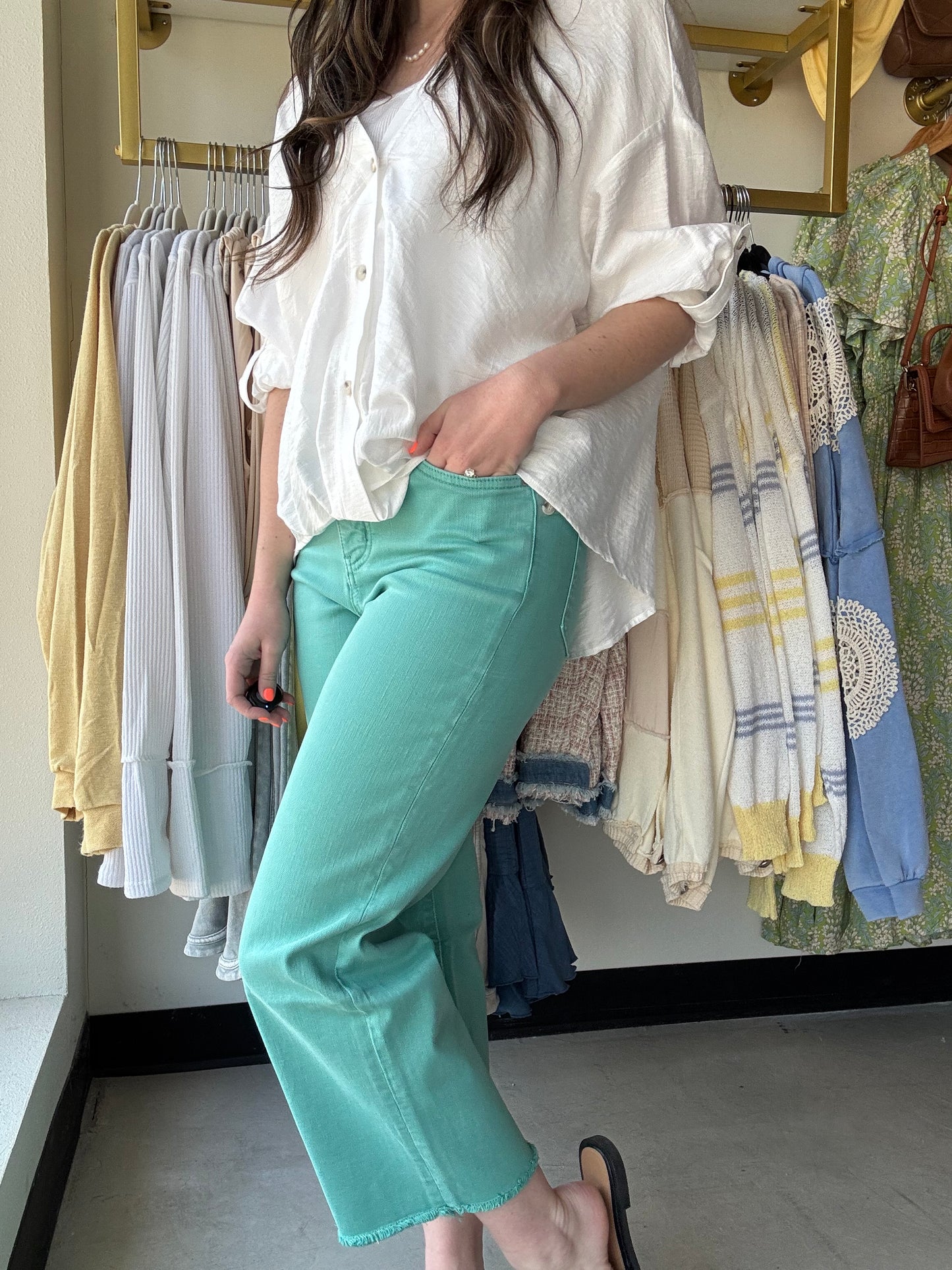 Island Green Cropped Chloe Denim - RFM