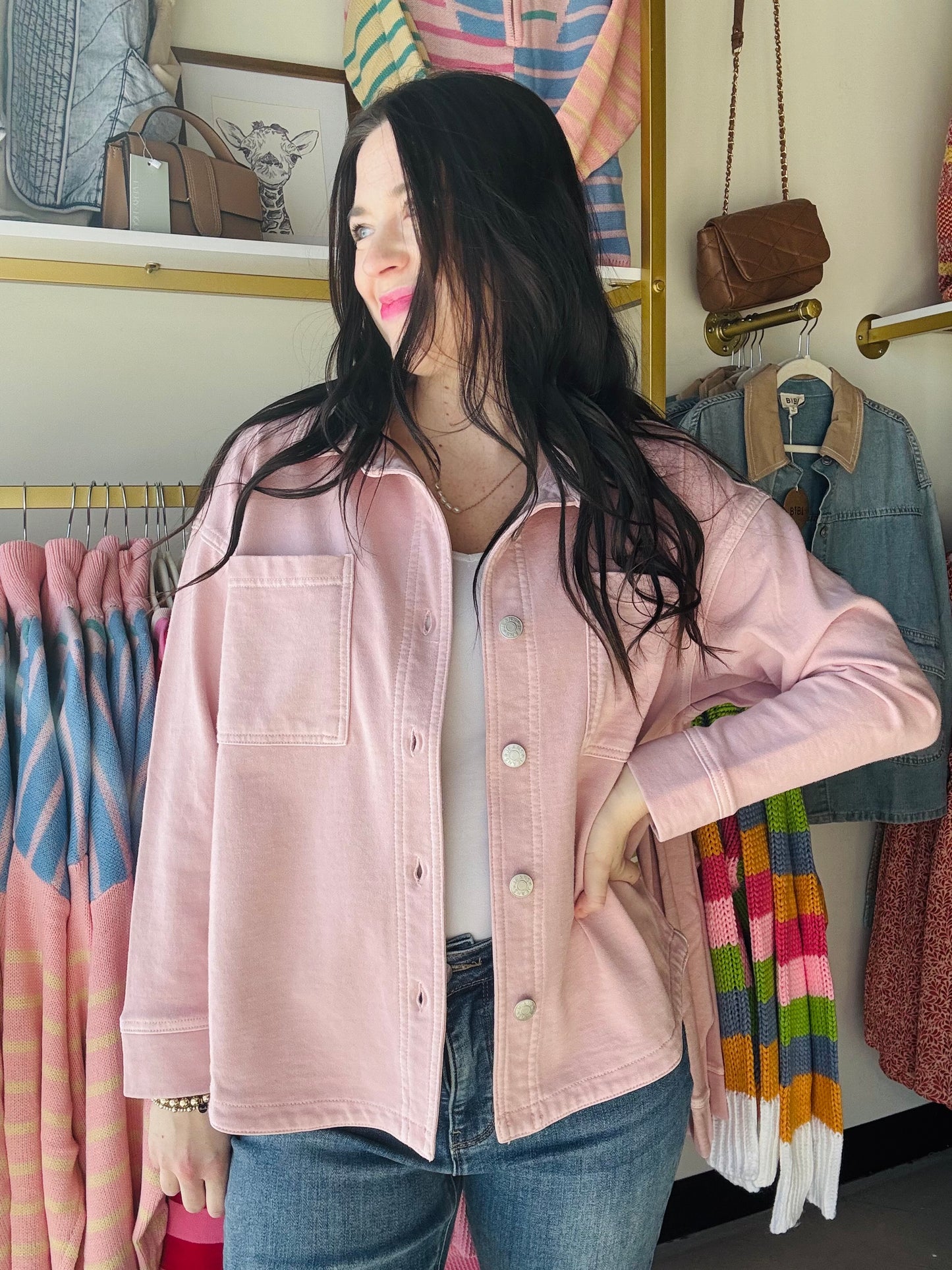 Dusty Pink Garment Dyed Shacket