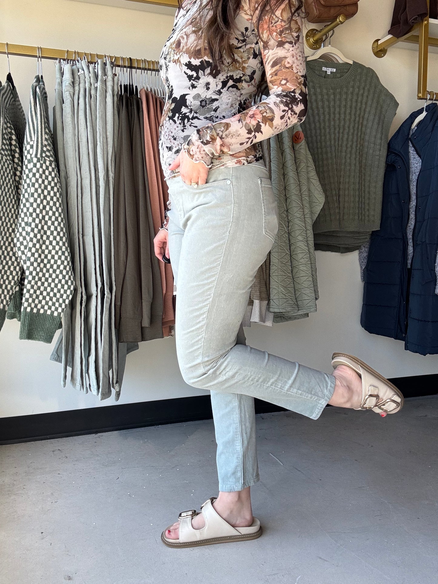 Icy Grey Micro Corduroys