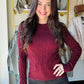Burgundy Cable Knit Crewneck