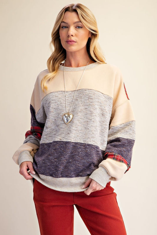 Red & Blue Mineral Washed Pullover