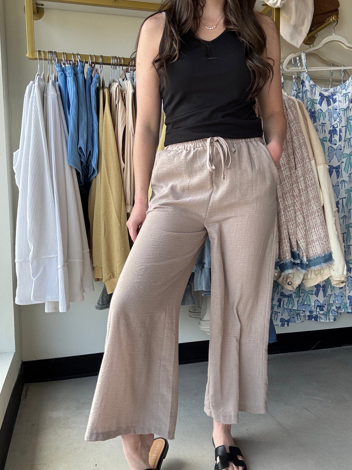 Mocha Woven Wide Leg Pants