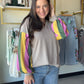 Taupe Accent Sleeve Brushed Top