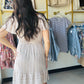Natural Stripe Flutter Sleeve Dress