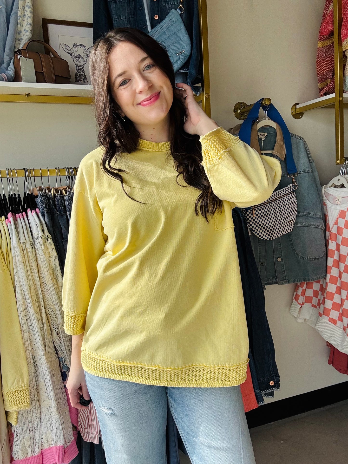 Yellow Mineral Wash Pullover