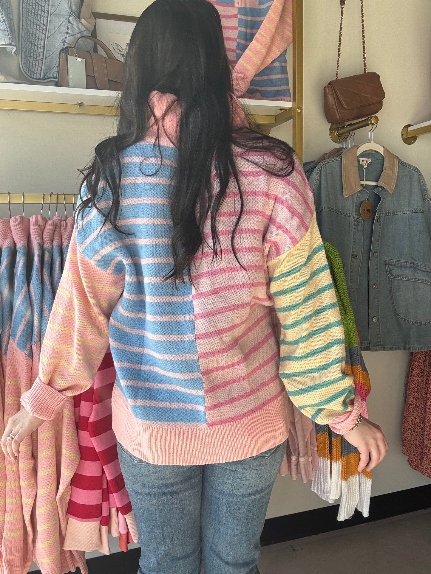 Blush Color Block Knit Sweater
