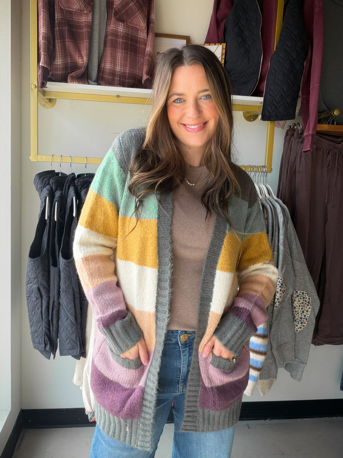 Jewel Tone Color Block Cardigan