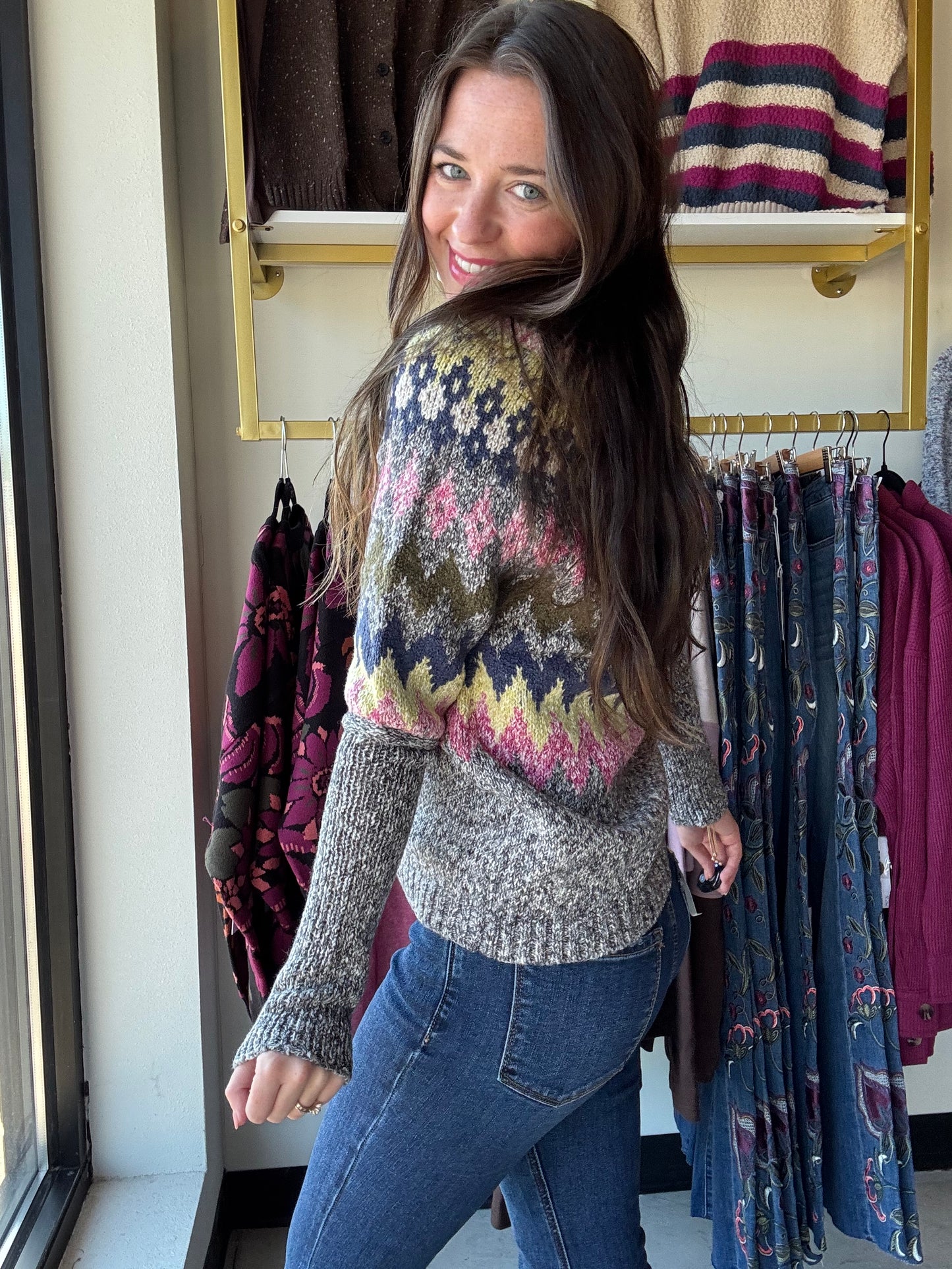Intarsia Ribbed Sweater