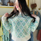 Teal Lemon Diamond Knit Sweater