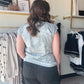 Grey Pico Stitch Cap Sleeve Top
