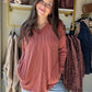 Brick Ribbed V Neck