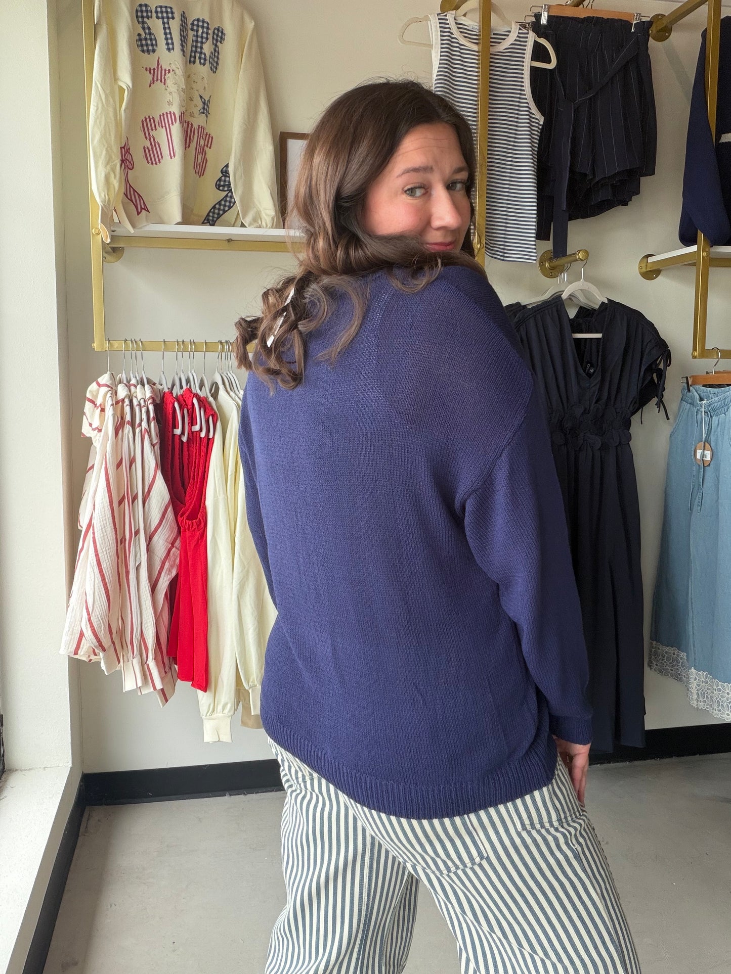 Navy Lightweight Lake Sweater