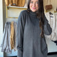Drop Shoulder Charcoal Turtleneck