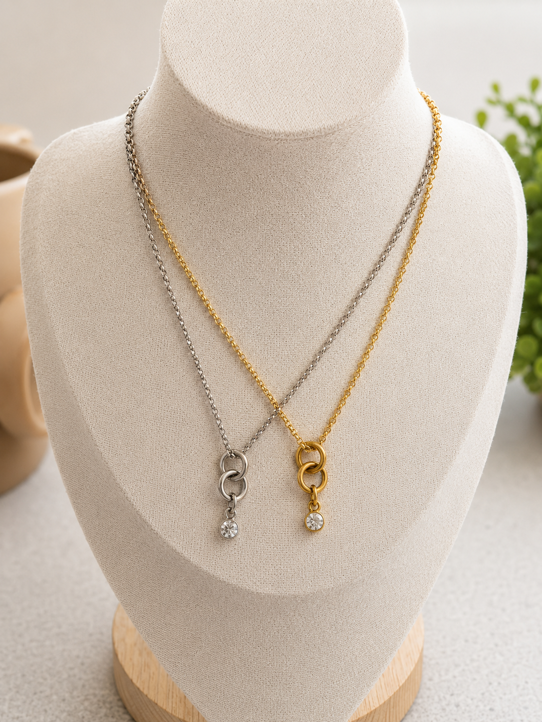 Circle Gem Drop Necklace