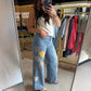 Star Patch Washed Stretch Denim