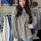 Navy Striped Stitch Pullover