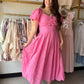 Pink Eyelet Puff Sleeve Dress