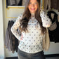 Black and white polka dot long-sleeve top