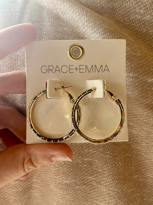 Golden Rectangle Gem Earrings