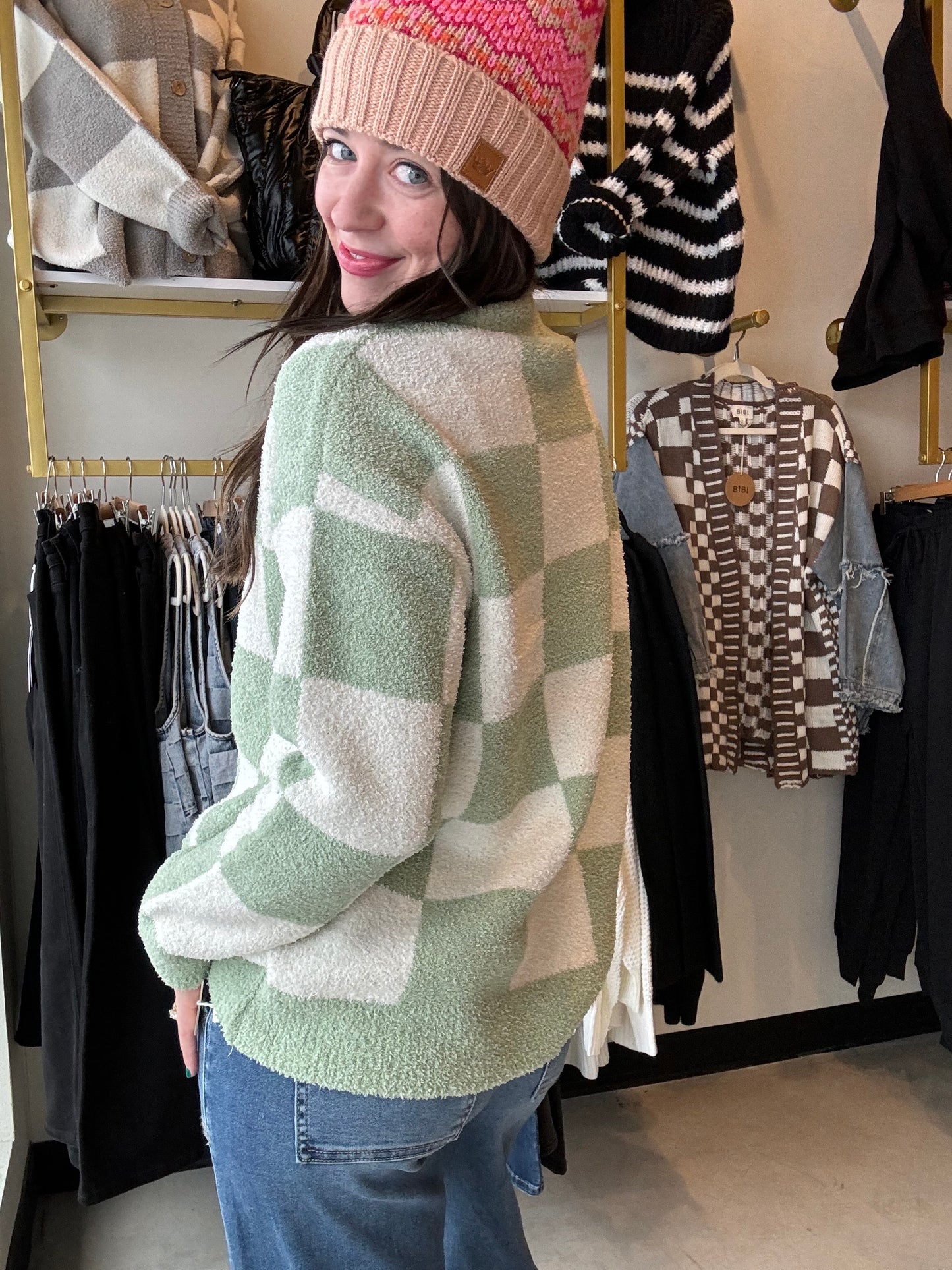 Light Green Check Sweater