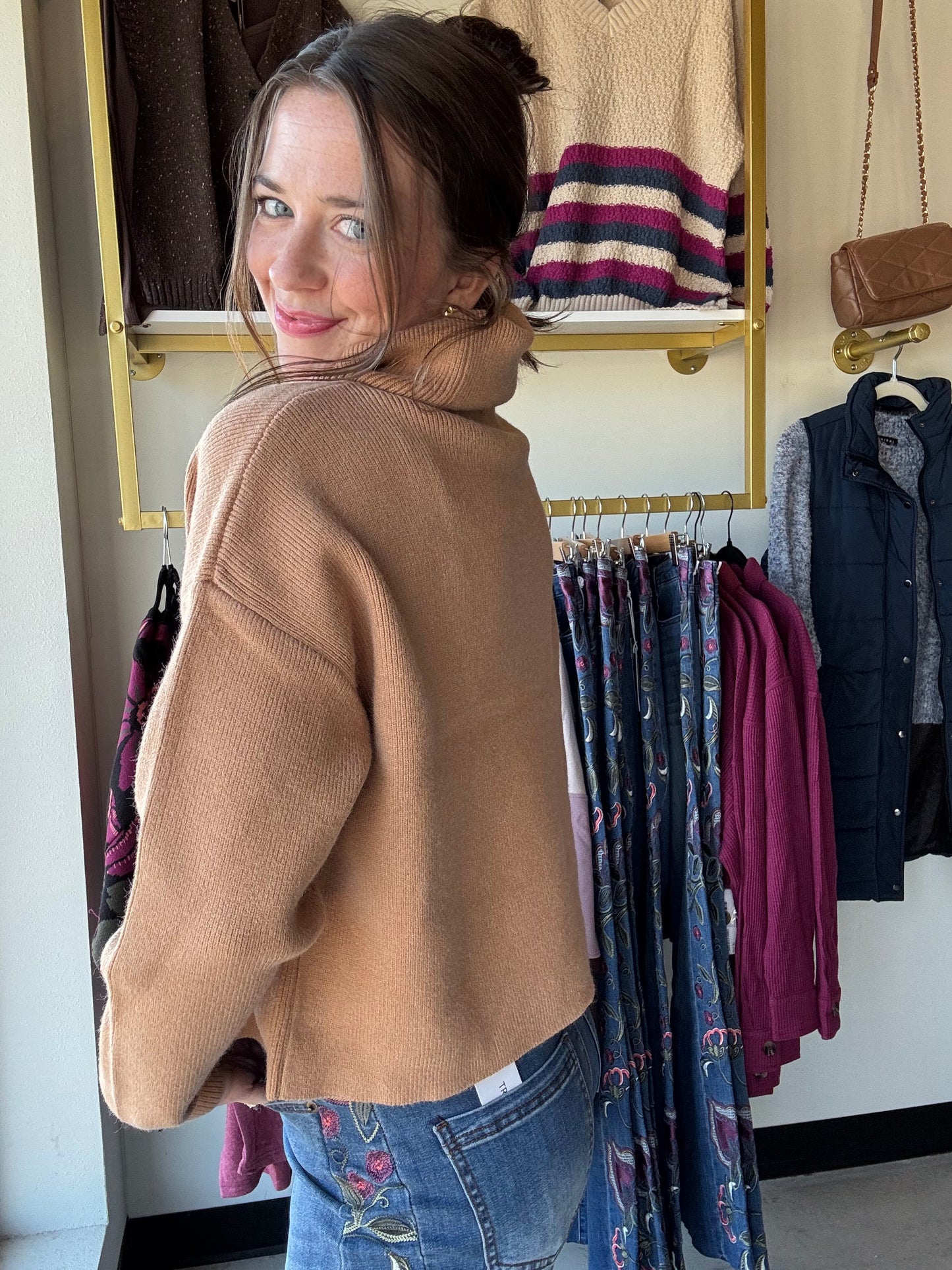 Essential Camel Turtleneck Sweater
