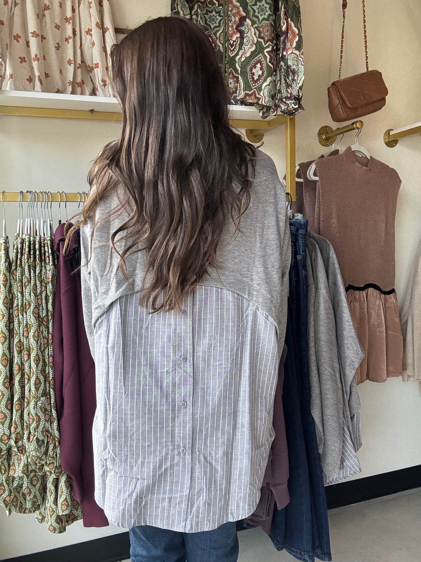 Grey Button Down Detail Turtleneck
