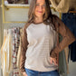 Brown Pinstripe Baseball Sleeve Sweater