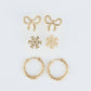 Holiday Christmas Gold Snowflake Earring Trio