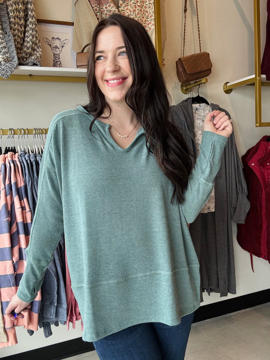 Jade Slit Neckline Top