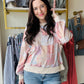 Peach Quilt Print Pullover
