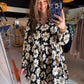 Black & White Floral Tiered Mini Dress
