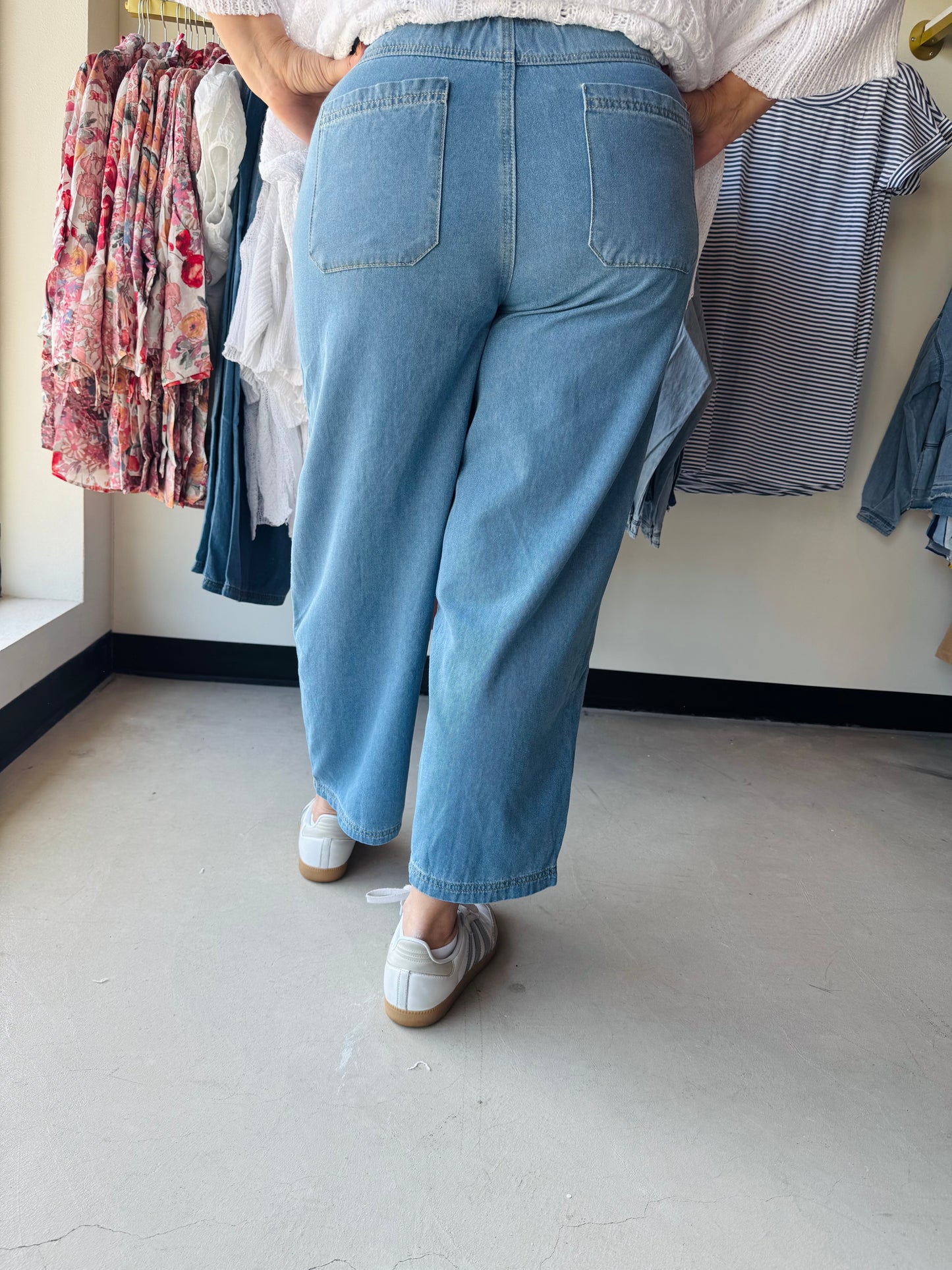 Luna High-Rise Pull-On Barrel Leg Denim