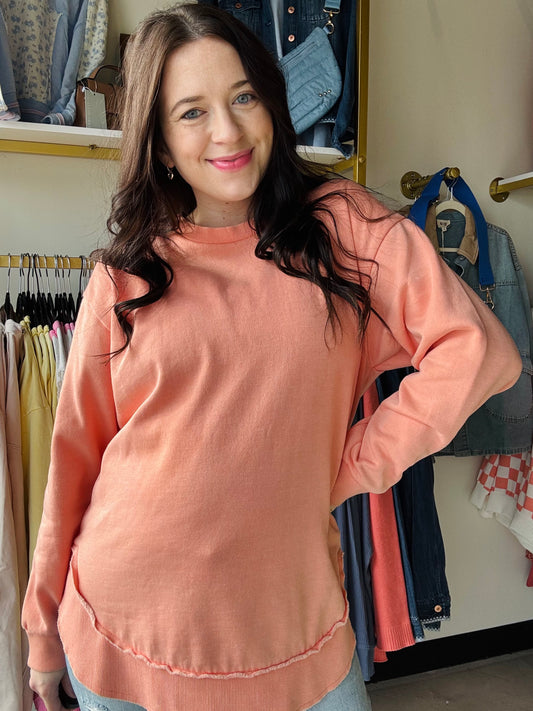 Spring Peach Vintage Wash Pullover