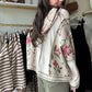 Almond Mixed Fabric Zip Up
