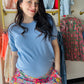 Chambray Half Sleeve Top