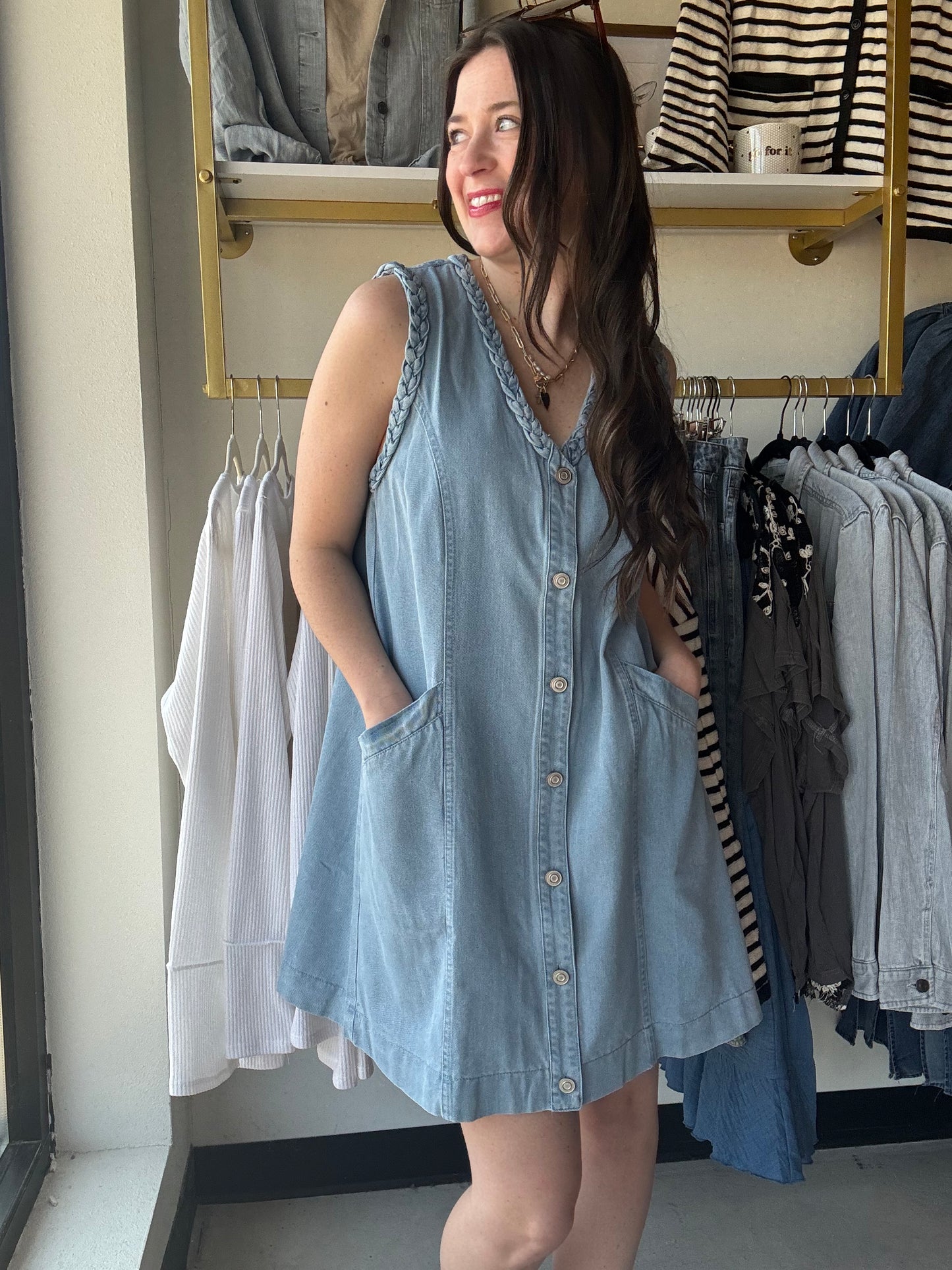 Light Denim Braided Dress